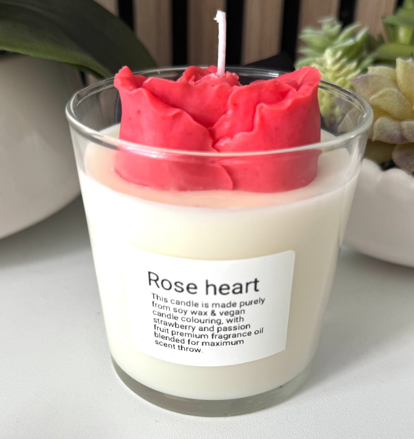 Rose heart candle