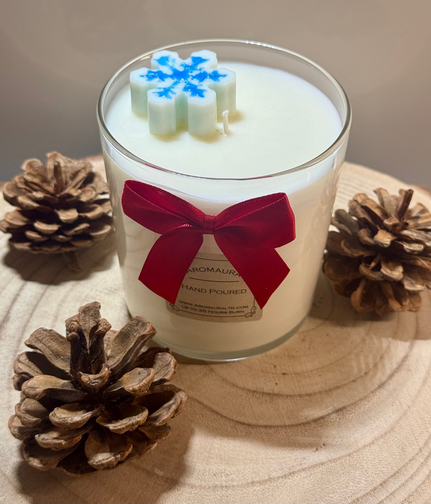 Blue snowflake candle