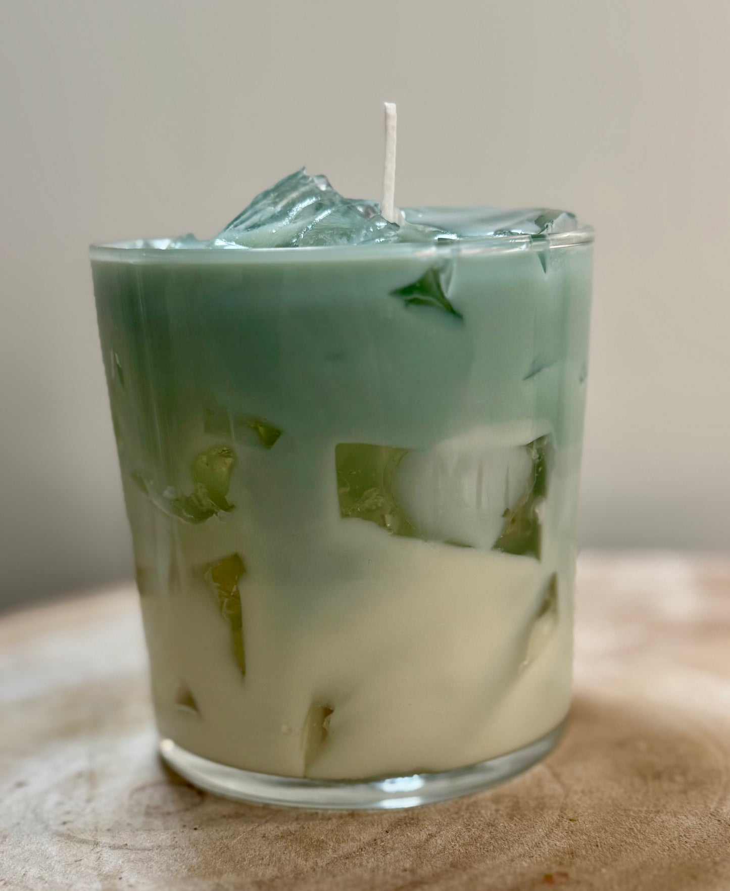 Iced matcha latte candle