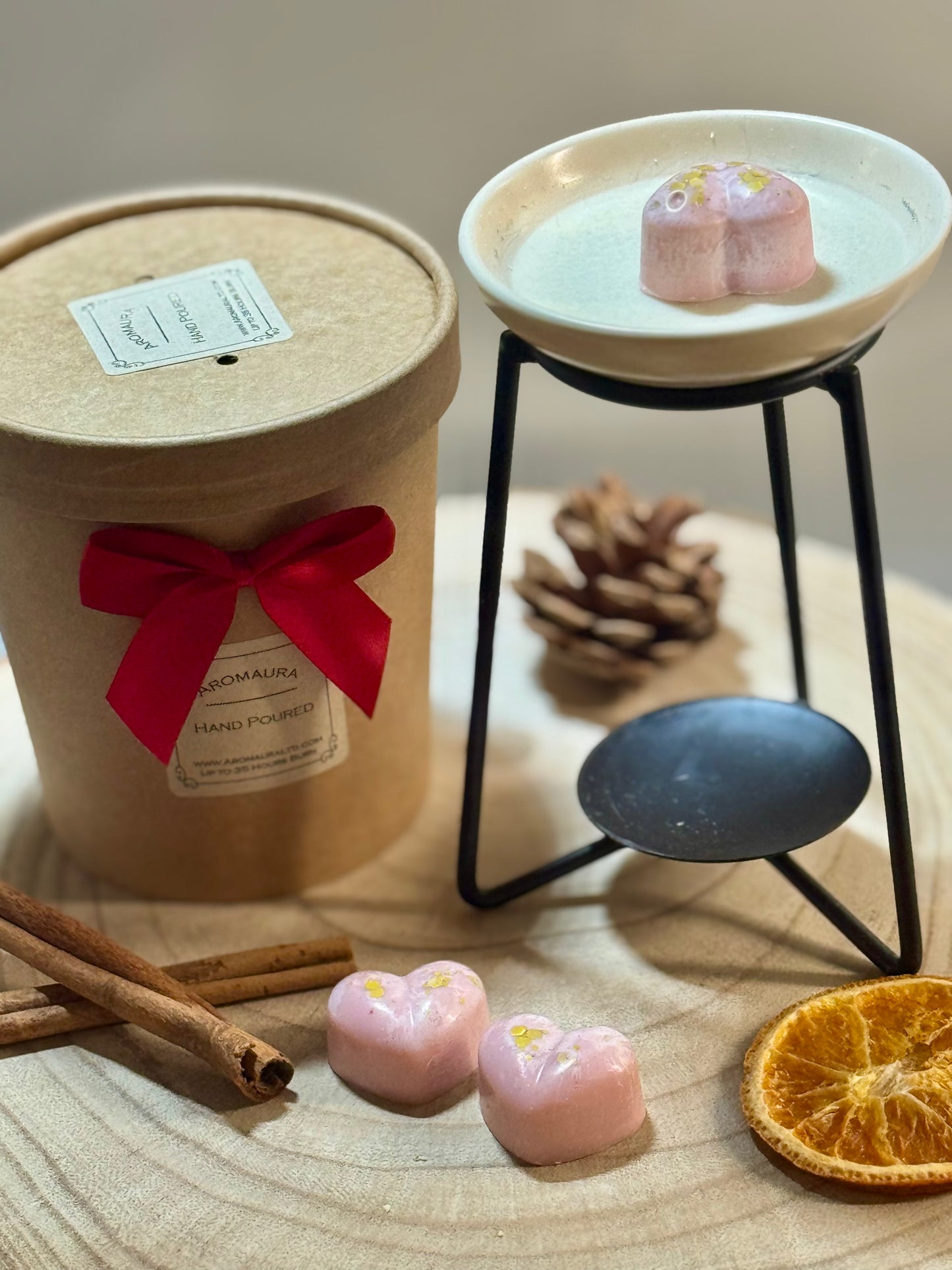 Heart wax melt tub and burner gift set