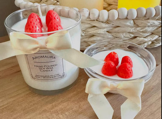 Strawberry duo candle set