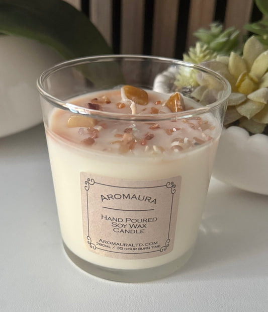 Emotional healing crystal candle