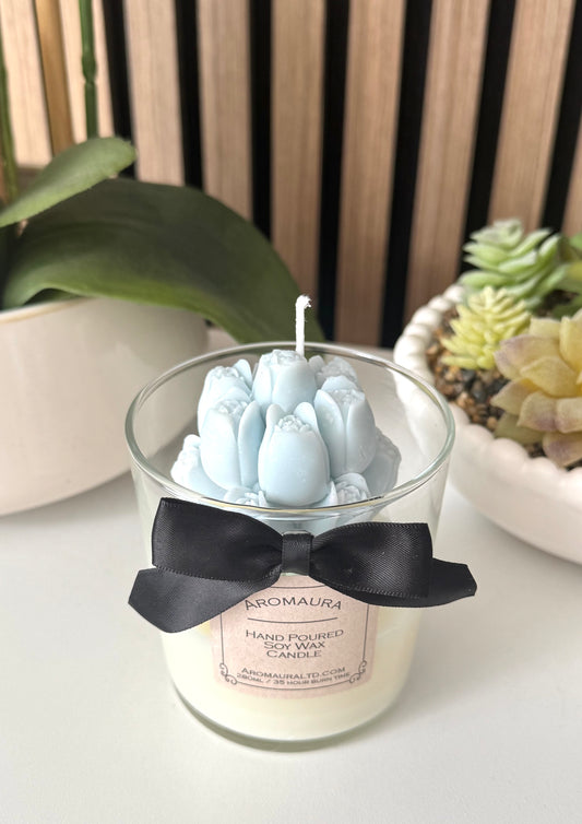 blue bouquet candle