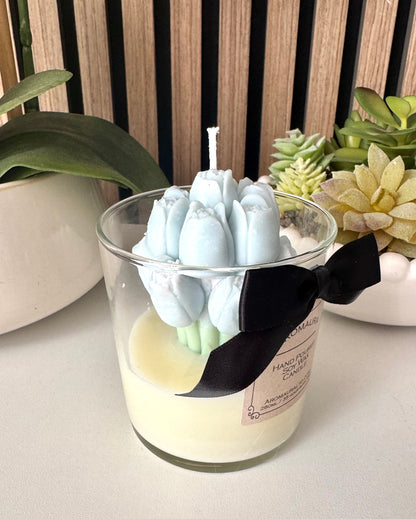 blue bouquet candle