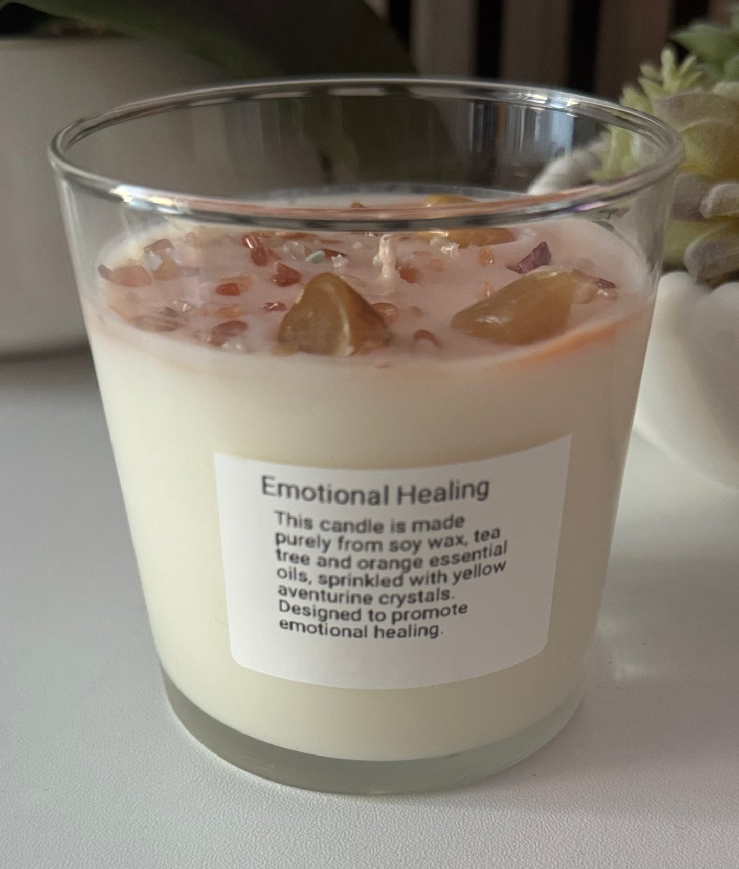 Emotional healing crystal candle