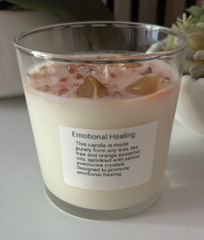 Emotional healing crystal candle