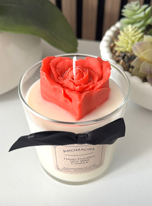 Rose heart candle