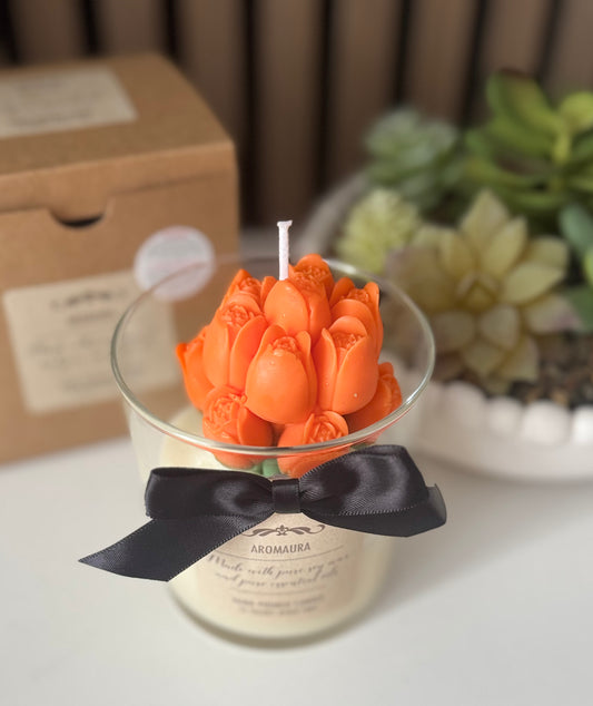 Bouquet orange candle