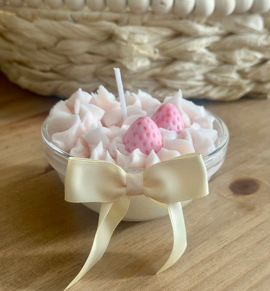 Mini whipped strawberry pink candle