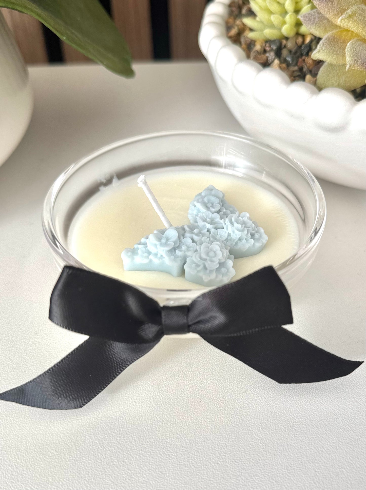 Mini blue butterfly candle
