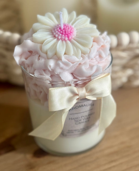 Whipped daisy candle pink
