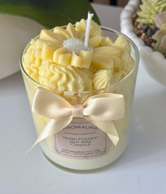 Whipped yellow Daisy candle