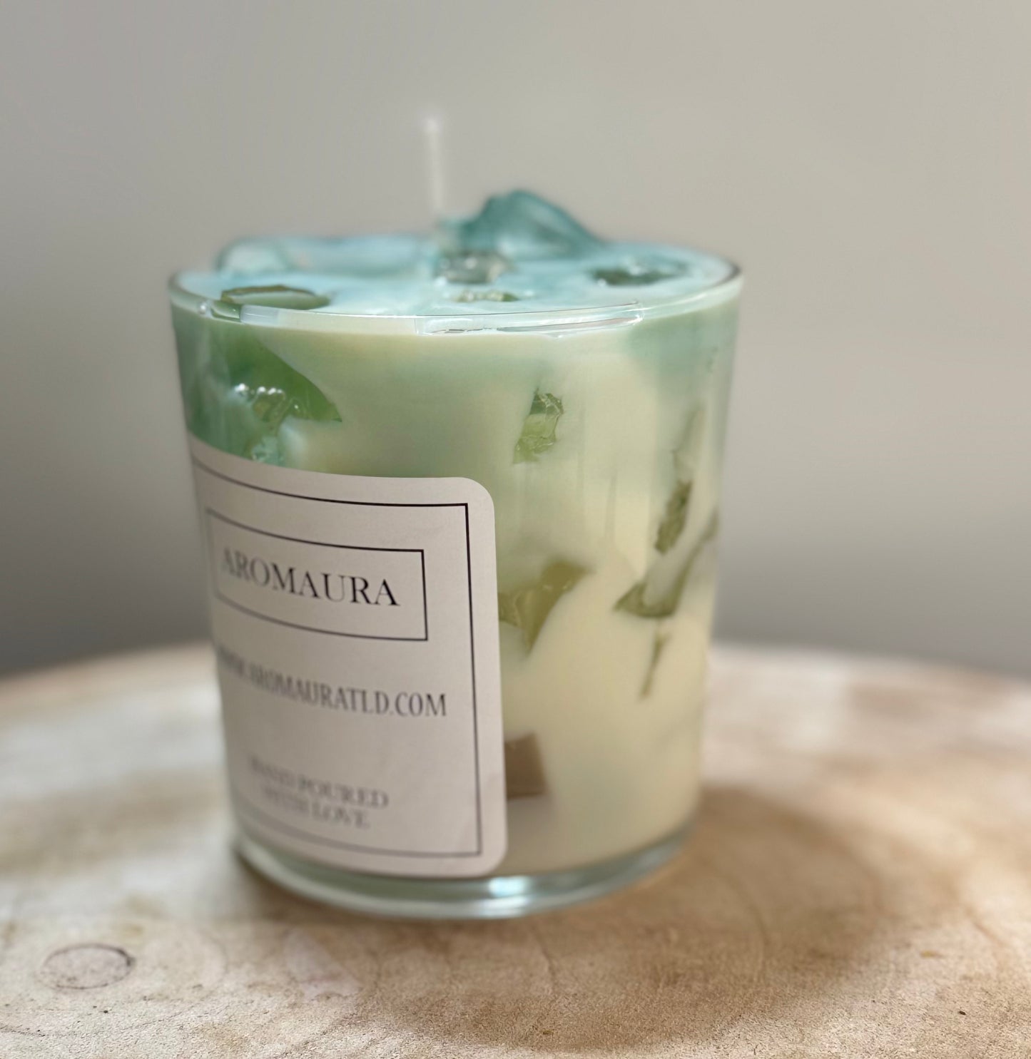 Iced matcha latte candle