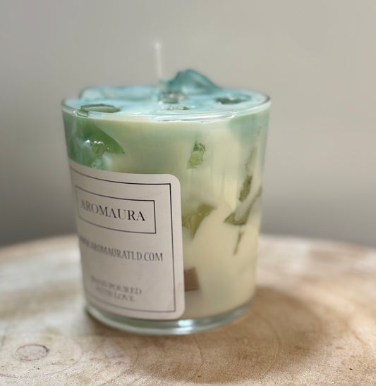 Iced matcha latte candle