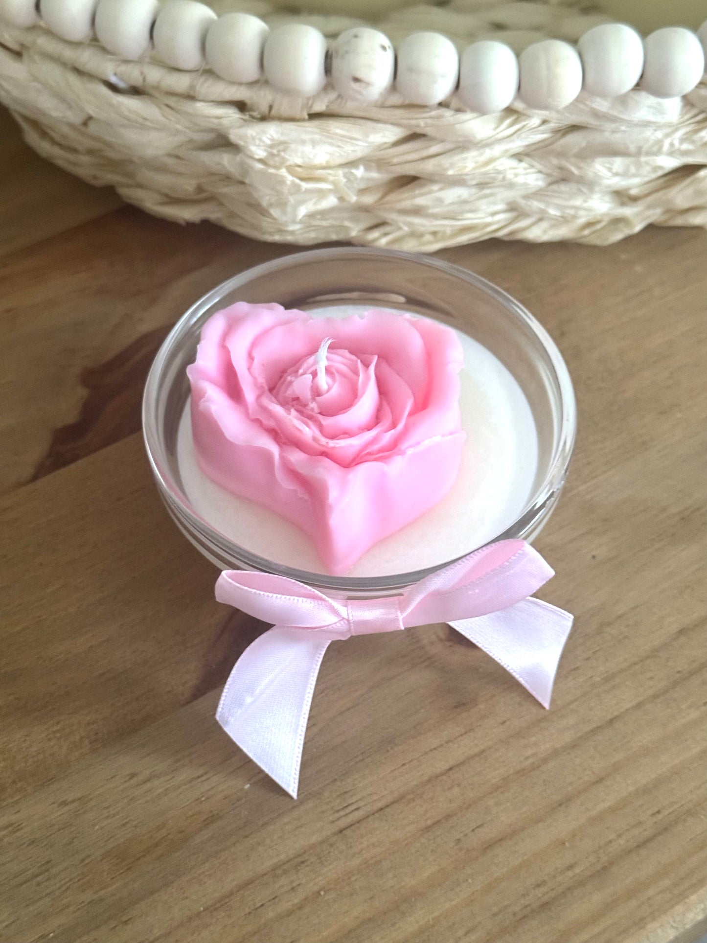Pink rose mini candle