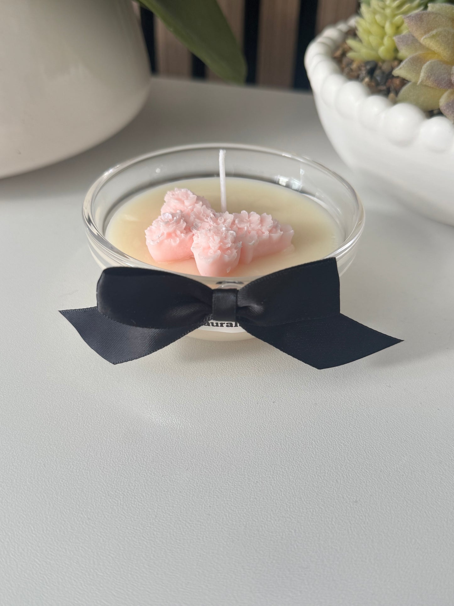 Mini pink butterfly candle